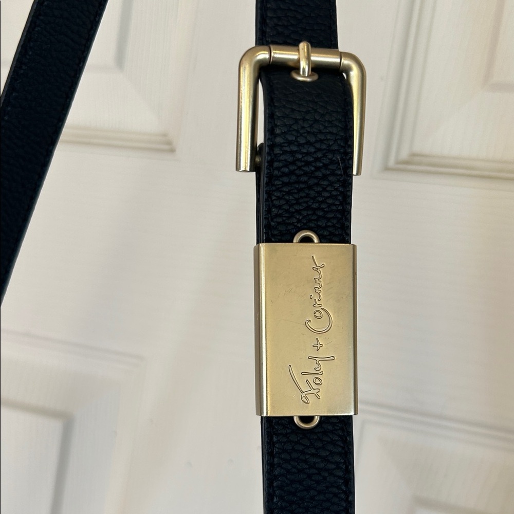 Foley + Corinna Black Faux Leather Bag briefcase with Gold Accents - Picture 4 of 16